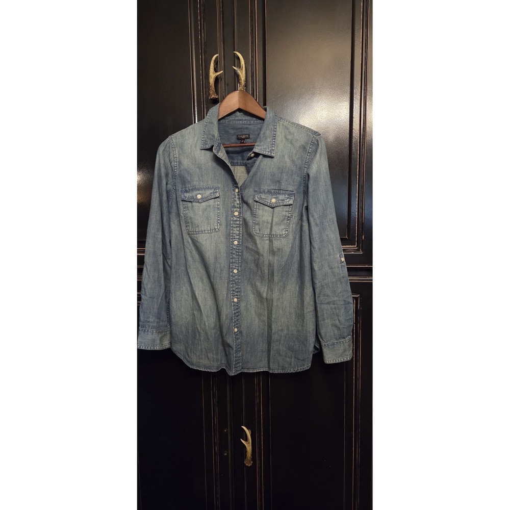 Talbots Large Petite Blue Jean LSBU shirt, Fall, Festival, Casual